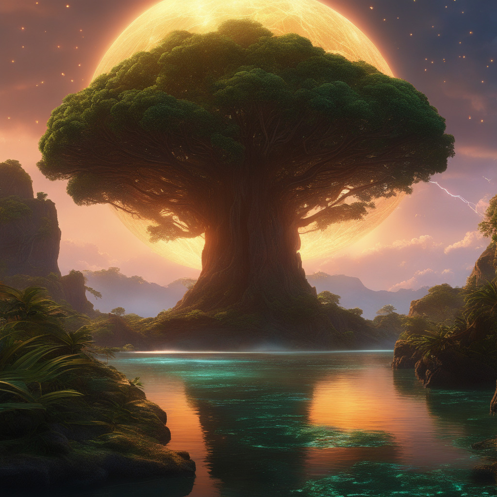 a-giant-tree-cinematic-movie-art-3d-ornaments-beyond-imagination-rain-on-islands-miniature-quas