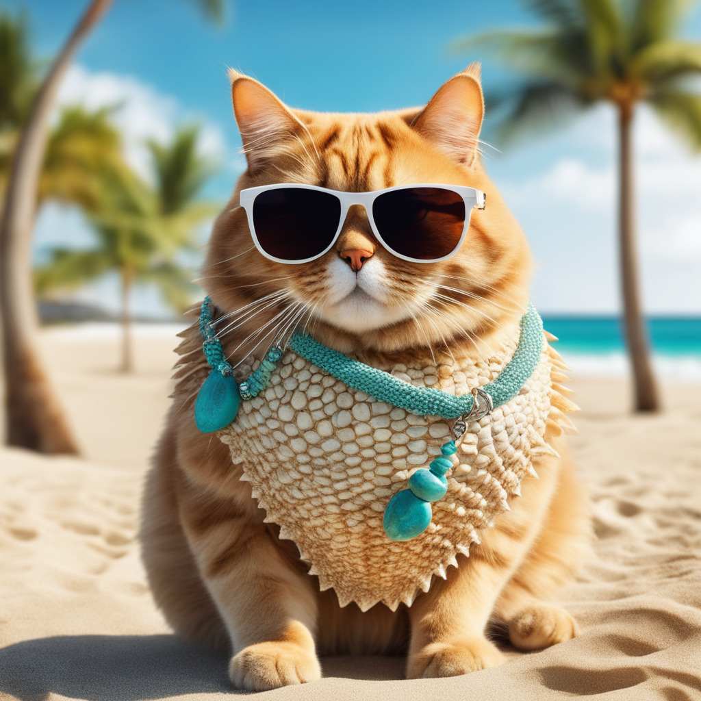 cat, summer, beach, sun glasses