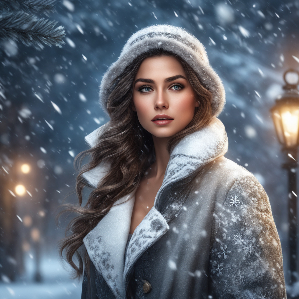 winter, cold, snow season, cute and beautiful woman