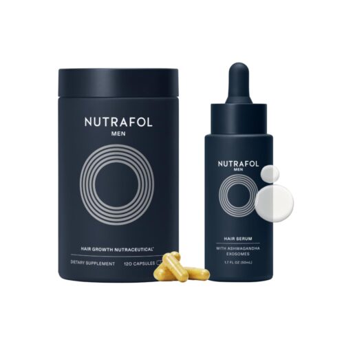 Nutrafol Men's Hair Growth Supplement and Hair Serum, Clinically Tested for Visibly Thicker and Stronger Hair - 1 month supply, 1.7 Fl Oz Bottle